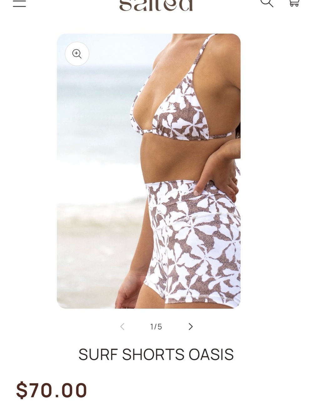 High-Rise Brown & White Printed Athletic Shorts
